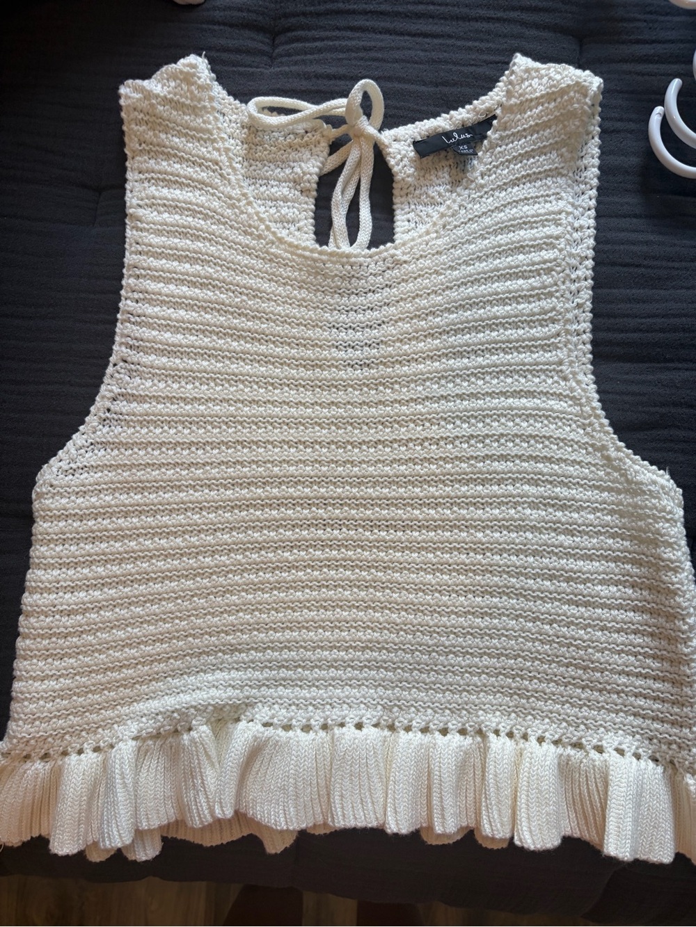 Lulu's Cream Knit Ruffle-Hem Sleeveless Tank